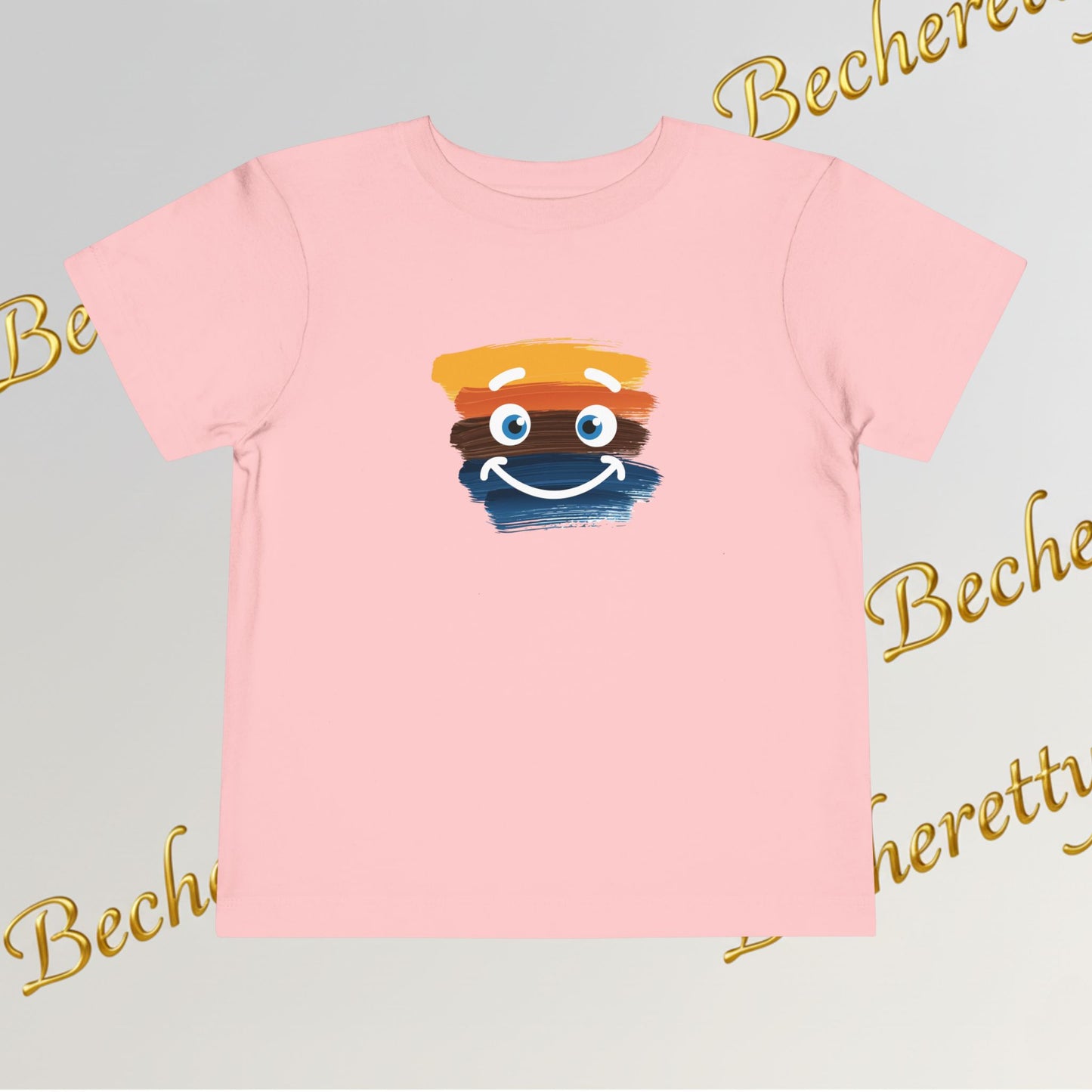 Toddler Tee Smiley Watercolor Art Graphic Minimalist Becheretty - Happy Face Kids T-Shirt