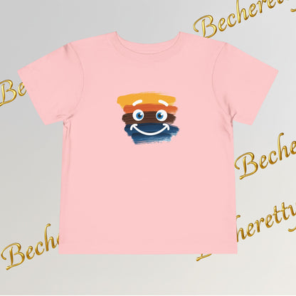 Toddler Tee Smiley Watercolor Art Graphic Minimalist Becheretty - Happy Face Kids T-Shirt