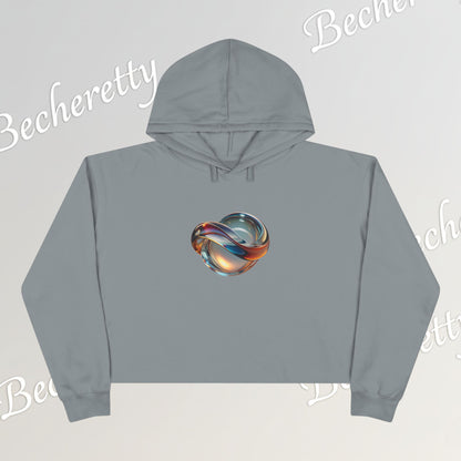 Modern Art Crop Hoodie with a Abstract/Futuristic Cristal - Trendy Sweatshirt for Casual Wear, Gift for Art Lovers, Stylish Comfort for Everyday