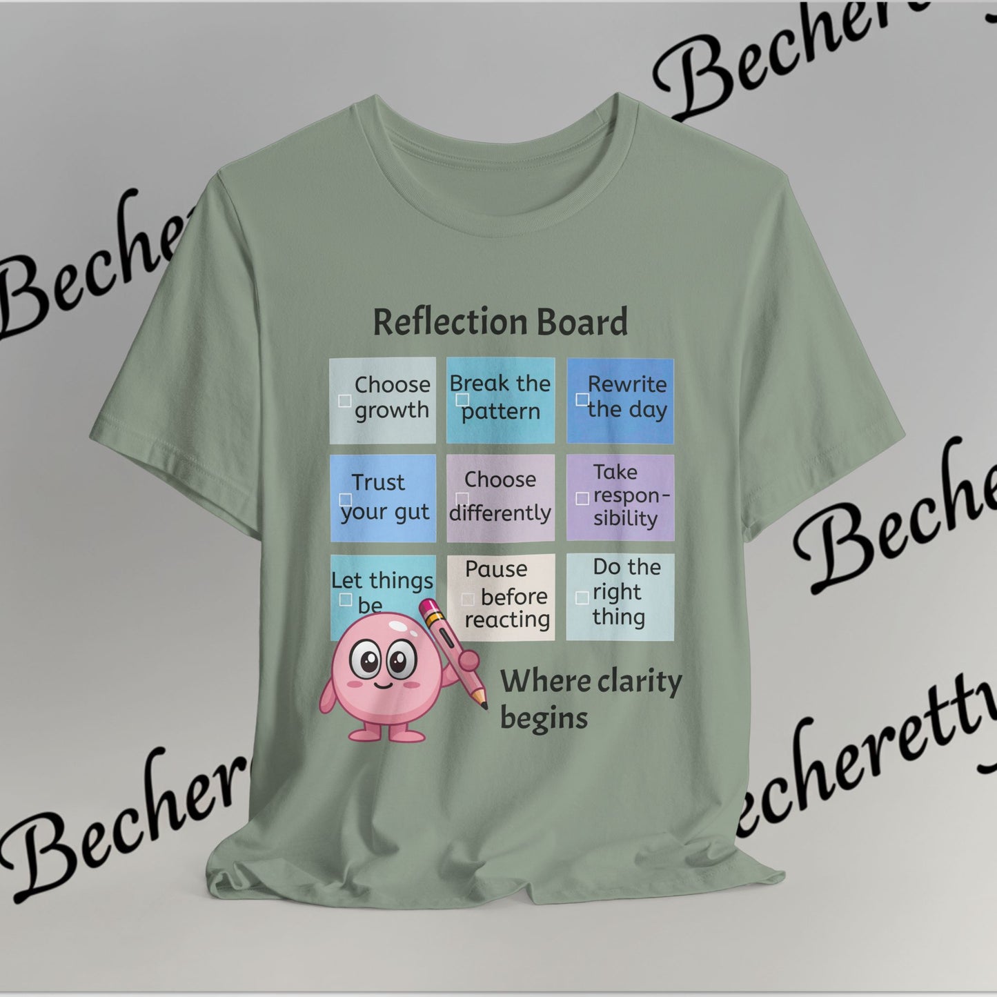 Graphic T-Shirt "Reflection Board"  Art Minimalist Becheretty - Funny Motivational Reminder Tee