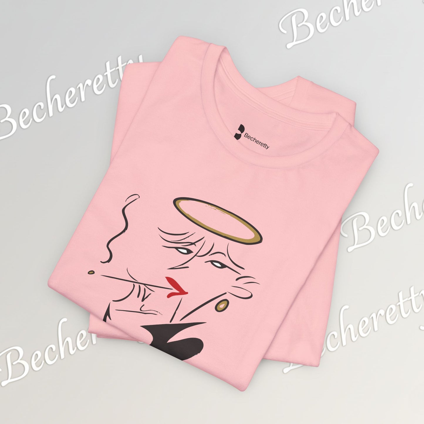 "Fallen Angel" Abstract Line Art Graphic Tee Becheretty - Channel your inner rebel with a touch of divine style