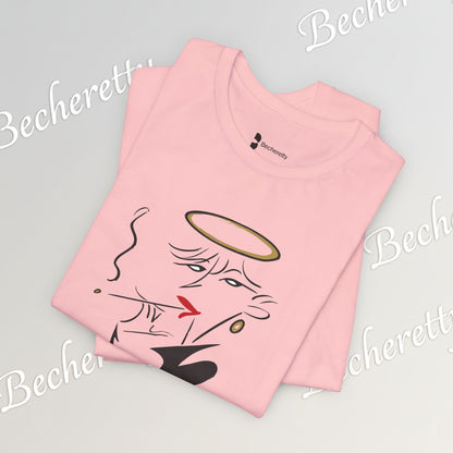 "Fallen Angel" Abstract Line Art Graphic Tee Becheretty - Channel your inner rebel with a touch of divine style