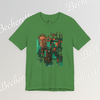 Abstract Tribal Mask Art T-Shirt — Geometric Afrocentric Graphic Becheretty