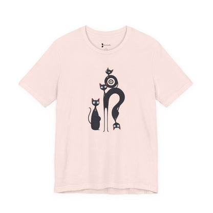 Graphic Tee "Playful Family Cats" Artistic design Becheretty - Wearable Art apparel for special occasions