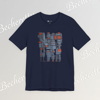 Abstract figurative illustration T-Shirt Becheretty - Geometric, totem-inspired composition - Wearable Art
