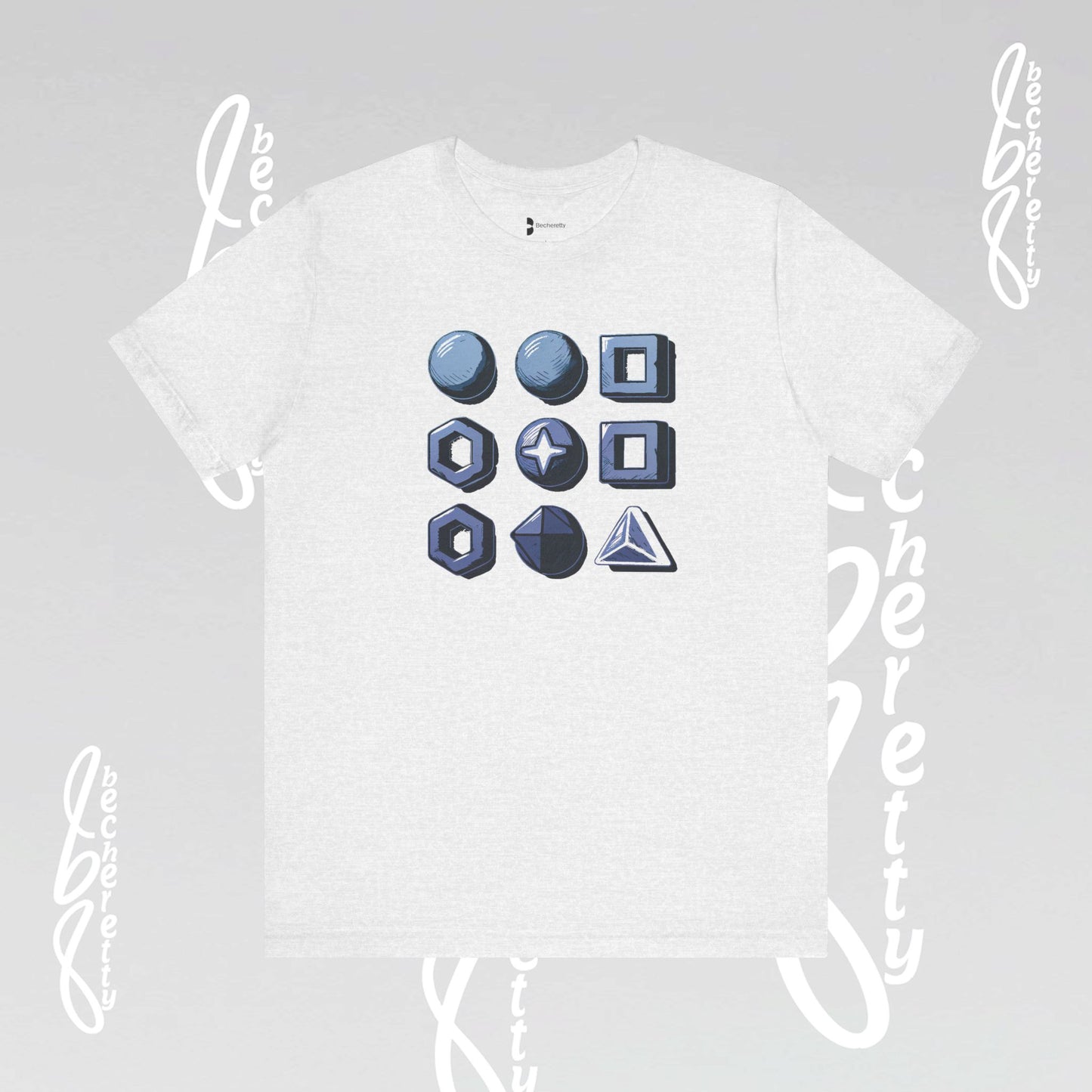 Graphic "Abstract Geometrics" T-Shirt Becheretty - Short Sleeve - Art Minimalist - Casual Wear