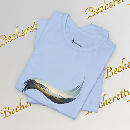 Abstract Wave Tee — Minimal Coastal Brushstroke T-Shirt Becheretty - Ideal Gift - Original Design