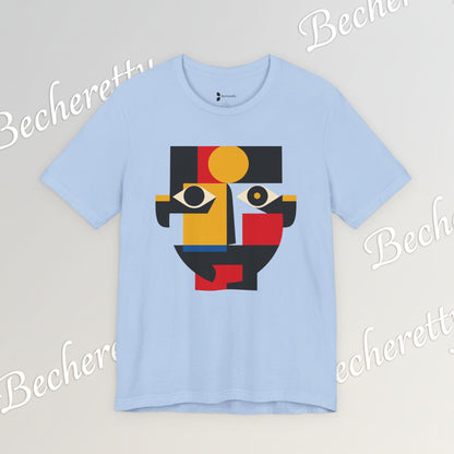 Abstract Geometric Face T-Shirt — Modern Cubist Art Tee