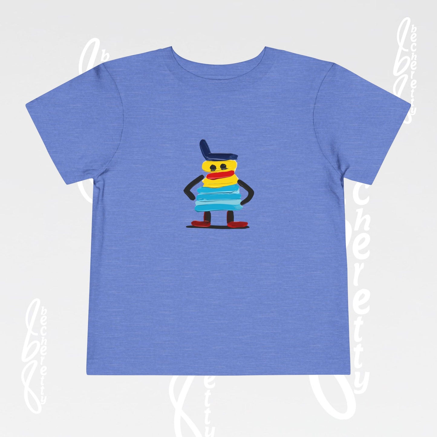 Toddler Tee – Cute Cartoon Abstract - Becheretty Minimalist Art Graphic - Colorful Playful Character T-Shirt
