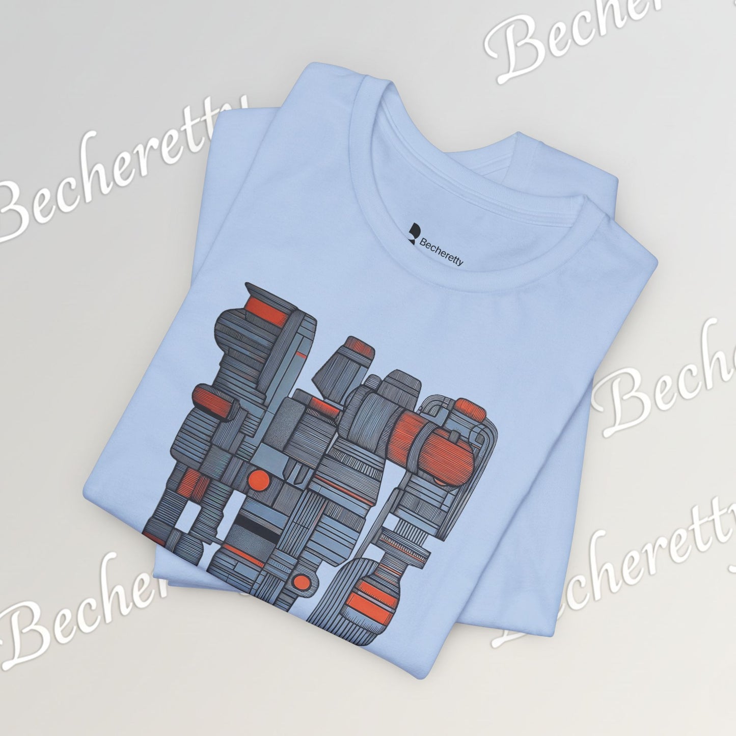 Abstract figurative illustration T-Shirt Becheretty - Geometric, totem-inspired composition - Wearable Art