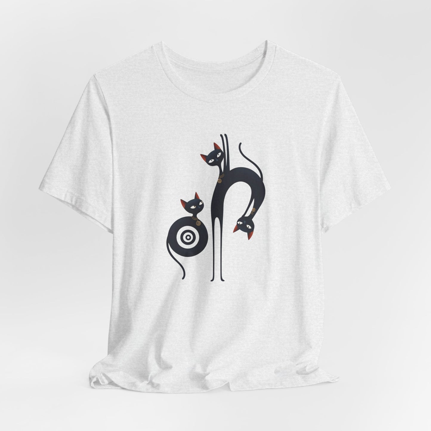 Graphic T-Shirt "Cat Trio" Design Surrealist & Minimalist Becheretty - Artful presence , casual wear.