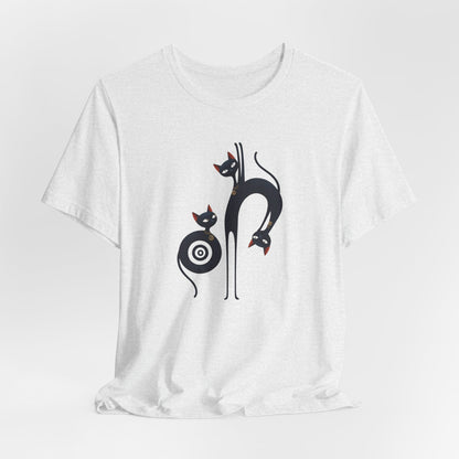Graphic T-Shirt "Cat Trio" Design Surrealist & Minimalist Becheretty - Artful presence , casual wear.