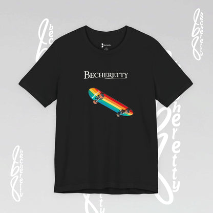 Rainbow Skateboard Tee - Becheretty design, perfect gift for skater lovers.