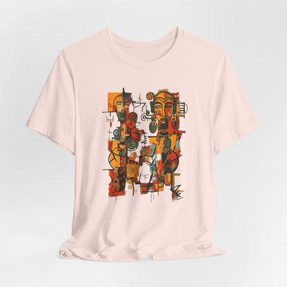 African Art T-Shirt "Ancestral Echoes" Graphic Becheretty - Abstract style - Ethno-Contemporary Fashion