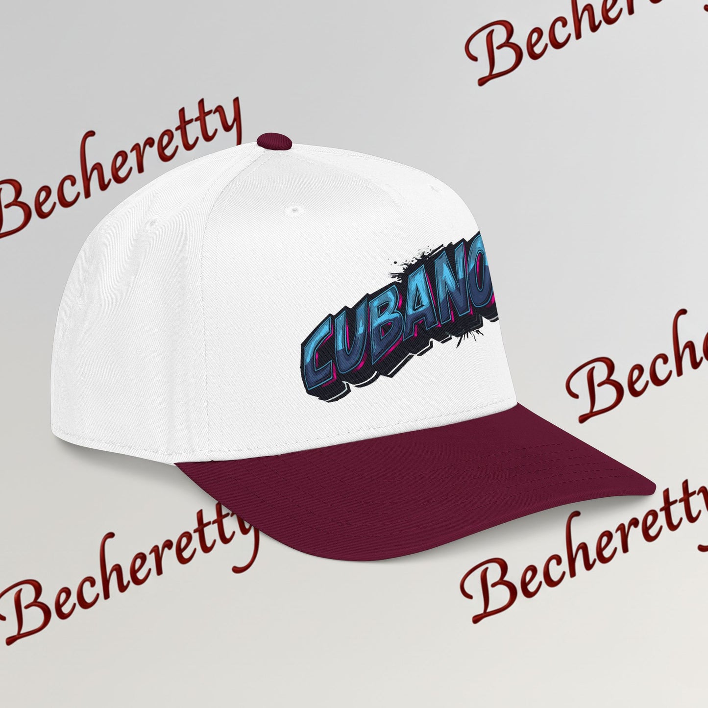 Snapback Baseball Cap "Cubano"  — Graphic Art Becheretty - Stylish companion for laid-back meetups - Gift Cap idea.