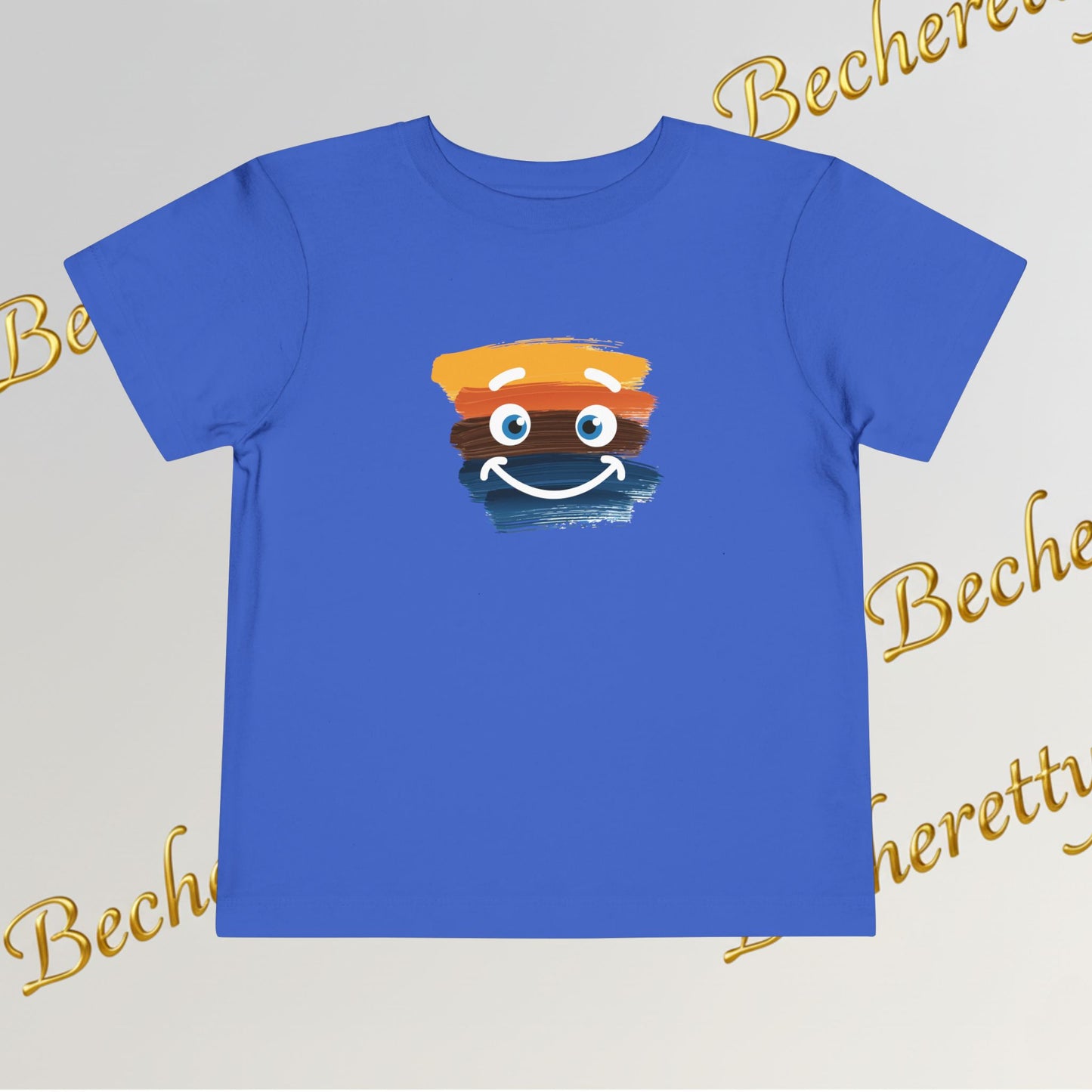 Toddler Tee Smiley Watercolor Art Graphic Minimalist Becheretty - Happy Face Kids T-Shirt