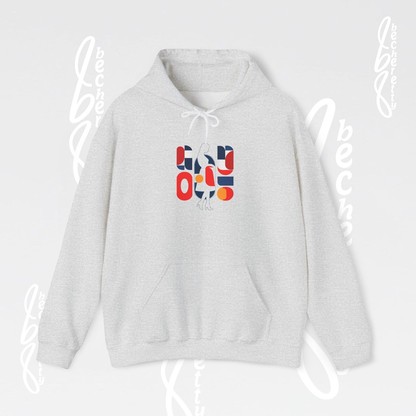 Luminous Silhouette Hoodie - Bauhaus-inspired geometric shapes - Art Graphic Minimalist Becheretty