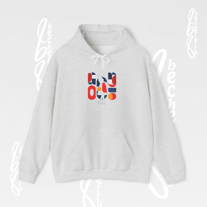 Luminous Silhouette Hoodie - Bauhaus-inspired geometric shapes - Art Graphic Minimalist Becheretty