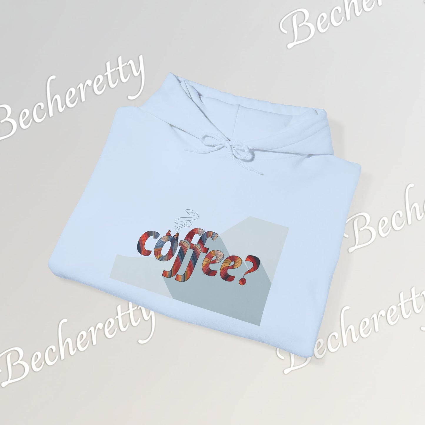 Coffee? "Cozy Questions" Patterned Coffee Hoodie - Art Minimalist Becheretty - Coffee Lover Sweatshirt