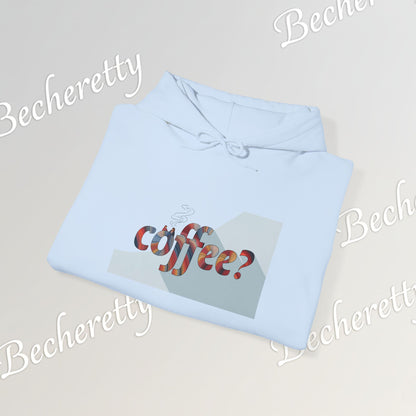 Coffee? "Cozy Questions" Patterned Coffee Hoodie - Art Minimalist Becheretty - Coffee Lover Sweatshirt