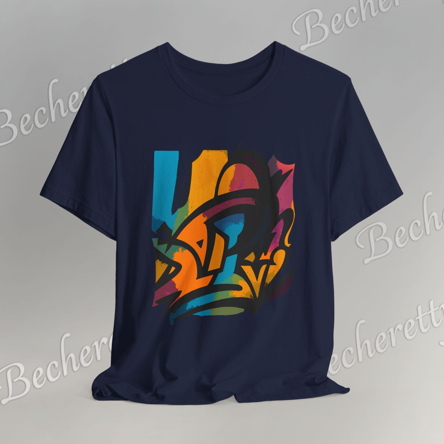 "Neon Fracture" — T-Shirt Becheretty - It captures the aesthetic of the shapes while nodding to those electric 80s/90s colors.