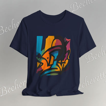 "Neon Fracture" — T-Shirt Becheretty - It captures the aesthetic of the shapes while nodding to those electric 80s/90s colors.