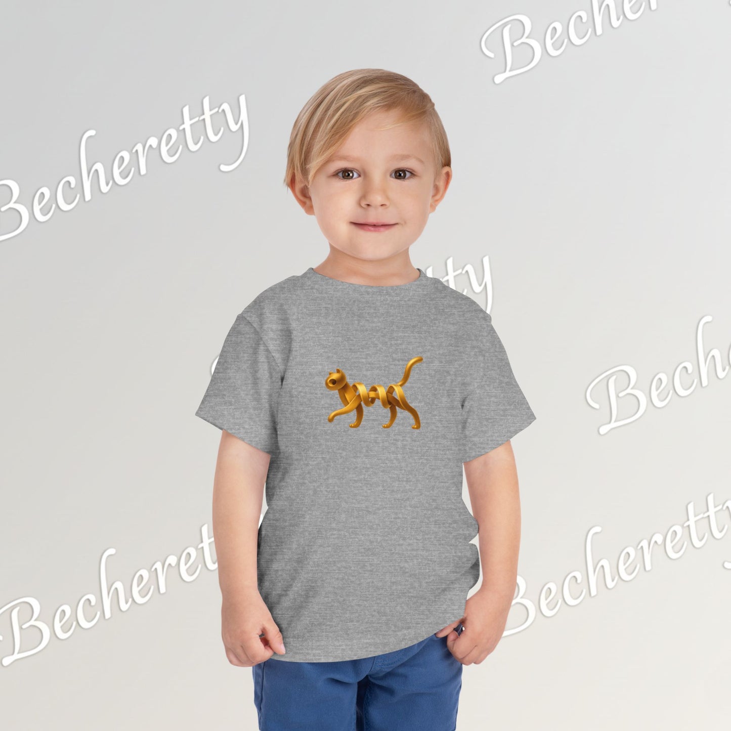 Cut Artistic "Golden Cat" Graphic Becheretty - Toddler Tee - Perfect for everyday wear with an artistic edge.