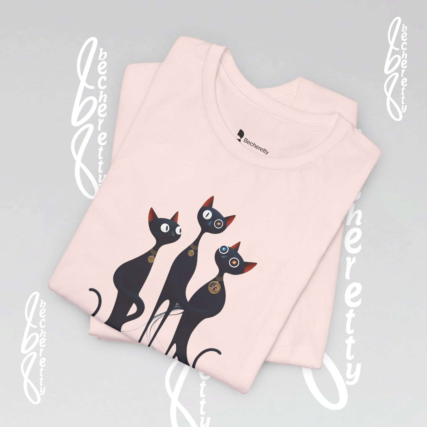 Black Cat Trio Tee – Cute Retro Cats Graphic T-Shirt - Minimalist Art Becheretty - Perfect gift for cats lovers