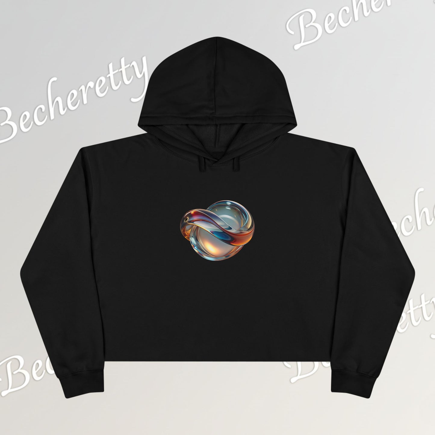 Modern Art Crop Hoodie with a Abstract/Futuristic Cristal - Trendy Sweatshirt for Casual Wear, Gift for Art Lovers, Stylish Comfort for Everyday