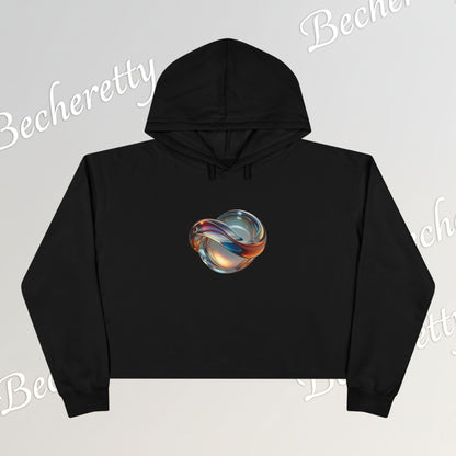 Modern Art Crop Hoodie with a Abstract/Futuristic Cristal - Trendy Sweatshirt for Casual Wear, Gift for Art Lovers, Stylish Comfort for Everyday