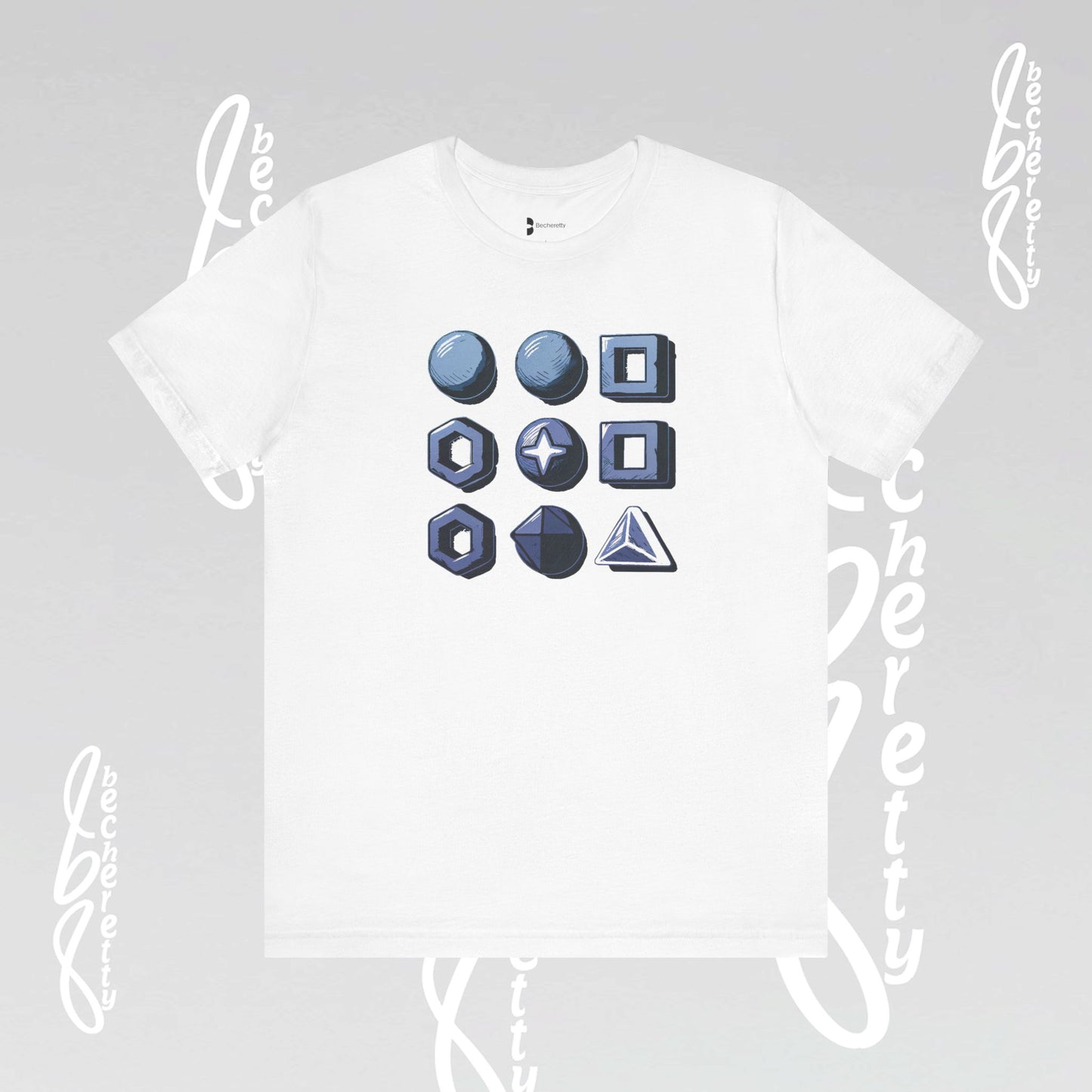 Graphic "Abstract Geometrics" T-Shirt Becheretty - Short Sleeve - Art Minimalist - Casual Wear