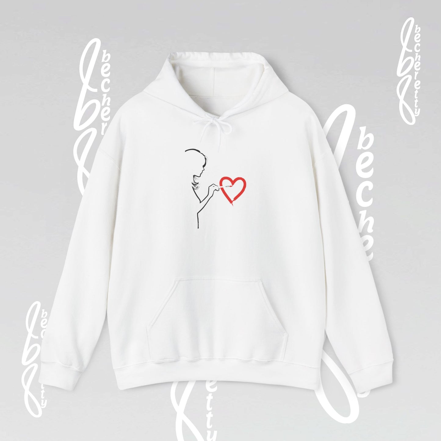Art Minimalist Hoodie 'Painting Love' Becheretty Graphic - Quietly expressive brushstroke.