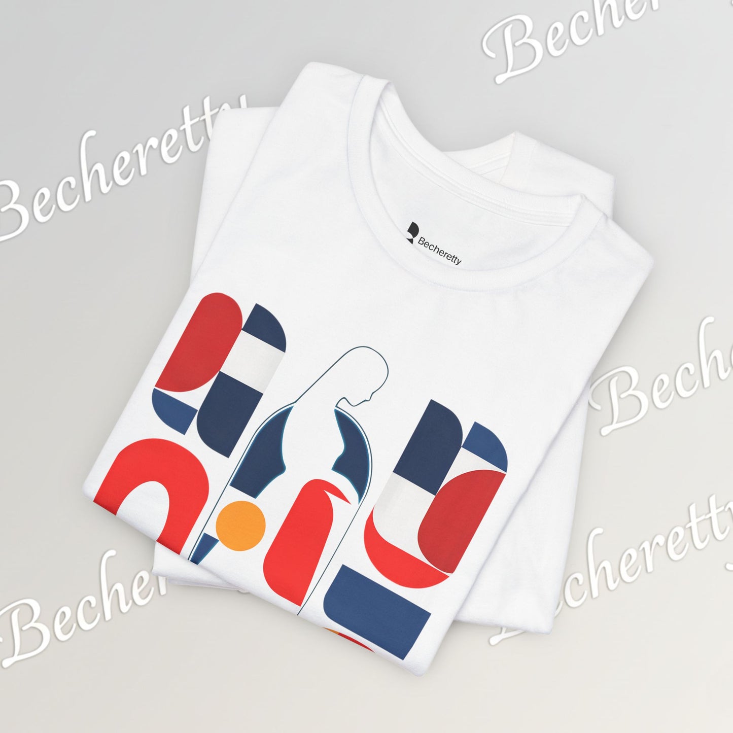 Luminous Silhouette T-Shirt - Bauhaus-inspired geometric shapes - Art Graphic Minimalist Becheretty