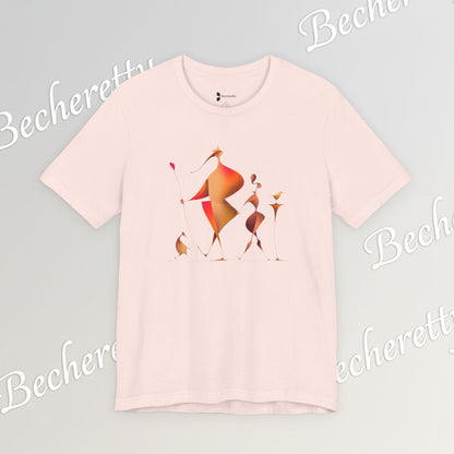 "Gilded Strangers" Graphic T-Shirt Becheretty - A Journey Through an Abstract World of Mythic Beings