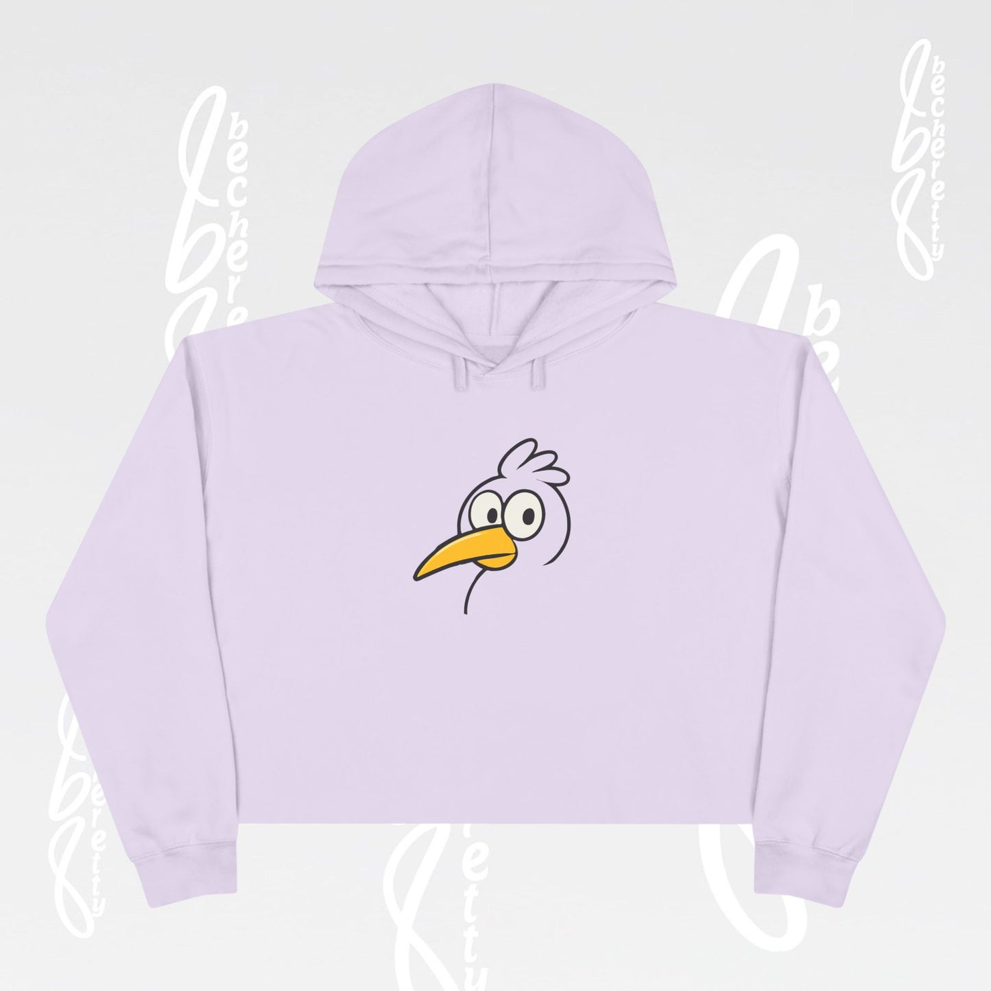 Graphic Crop Hoodie - Cute Cartoon Seagull - Becheretty - Minimal Beach Bird Graphic Sweatshirt