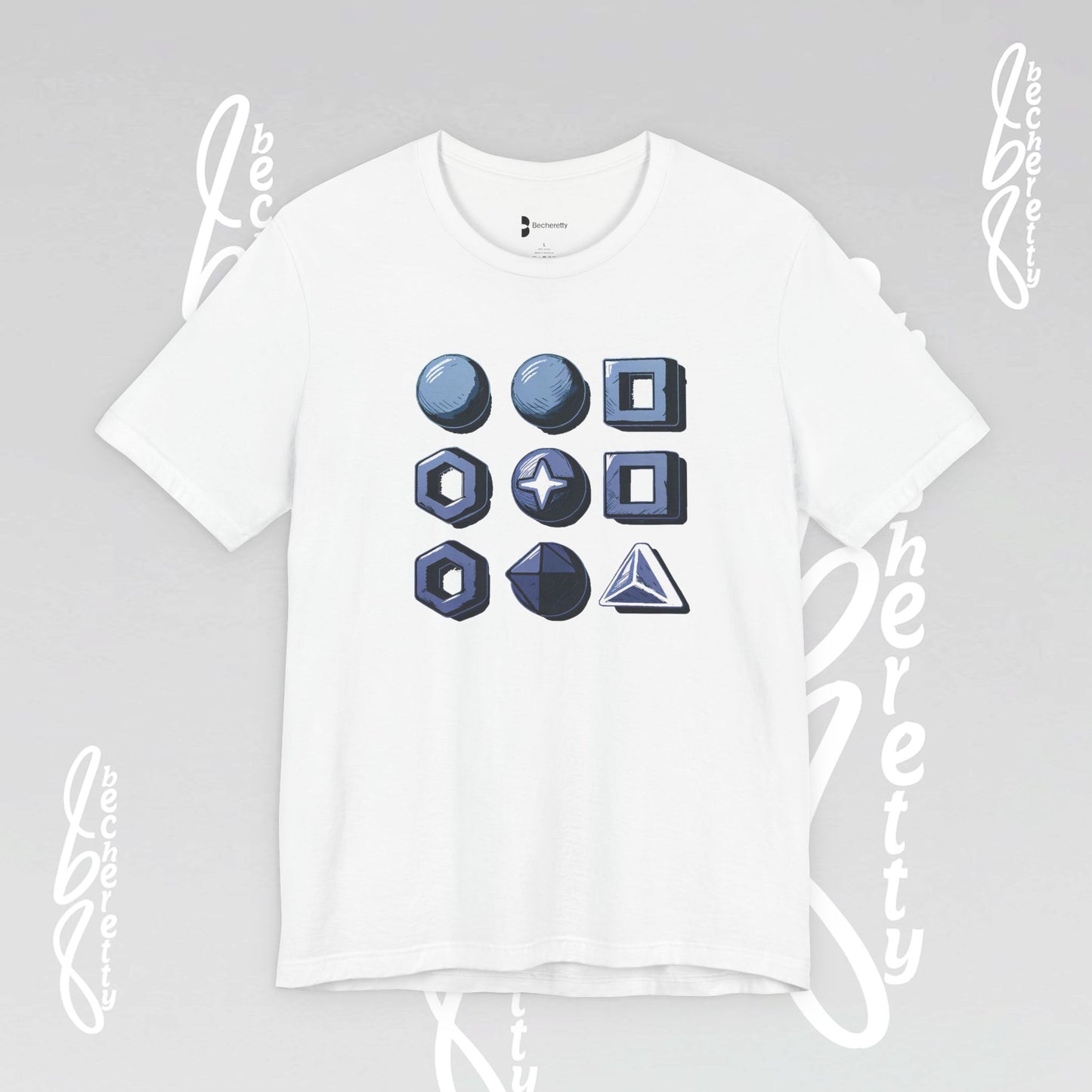 Graphic "Abstract Geometrics" T-Shirt Becheretty - Short Sleeve - Art Minimalist - Casual Wear