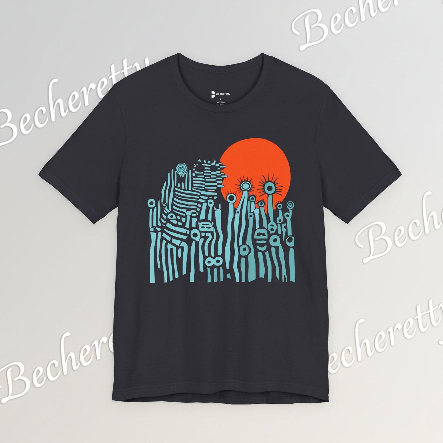 Sunset Wildflowers T-Shirt — Minimal Floral Graphic Tee - Playful statement - Wearable Art