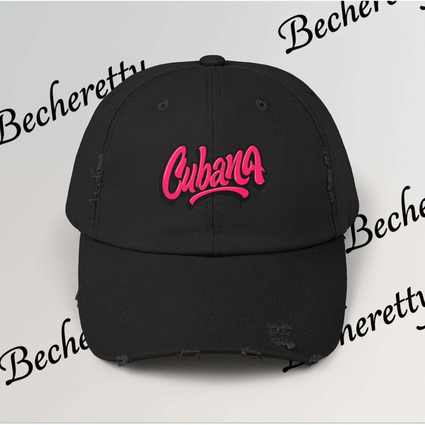 Dad Hat "Cubana" Art Graphic Becheretty — Pink Script Cap - An ideal and authentic gift for your friend