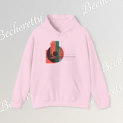 The Vinyl Echo "DJ" Hoodie - Art Graphic Becheretty - The classic vinyl record through a lens of modern geometry