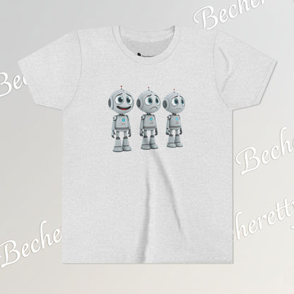 Youth T-Shirt  "Three Funny Kid Robots" Art Graphic Becheretty - Perfect for expressing your daily mood without saying a word