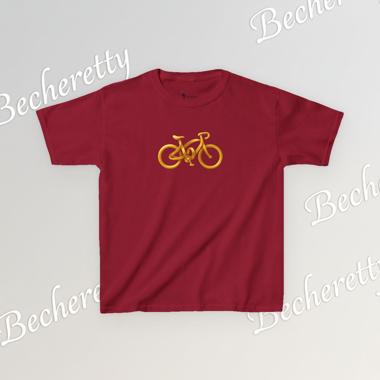 Artistic "Golden Bike" Tee Becheretty - Perfect for Sports Fans, Birthday Gifts, Playdates, Summer Fun
