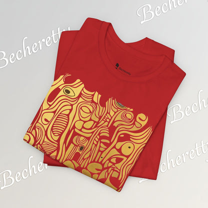Golden Currents Tee - Abstract Organic line Art Becheretty - Abstract exploration of form and rhythm