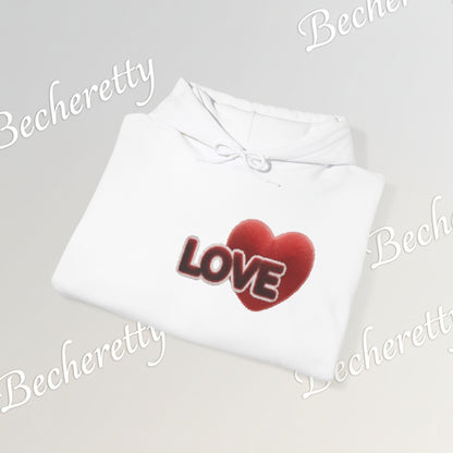 "LOVE" Plush Covered in Fur Graphic Hoodie - Art Minimalist Becheretty - Valentins day & Casual Wear