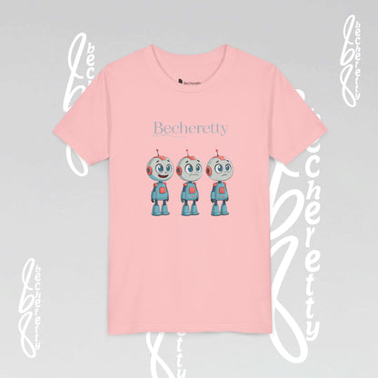 Youth T-Shirt short sleeve  "Three Funny Kid Robots" Graphic Becheretty - Original gift for birthdays