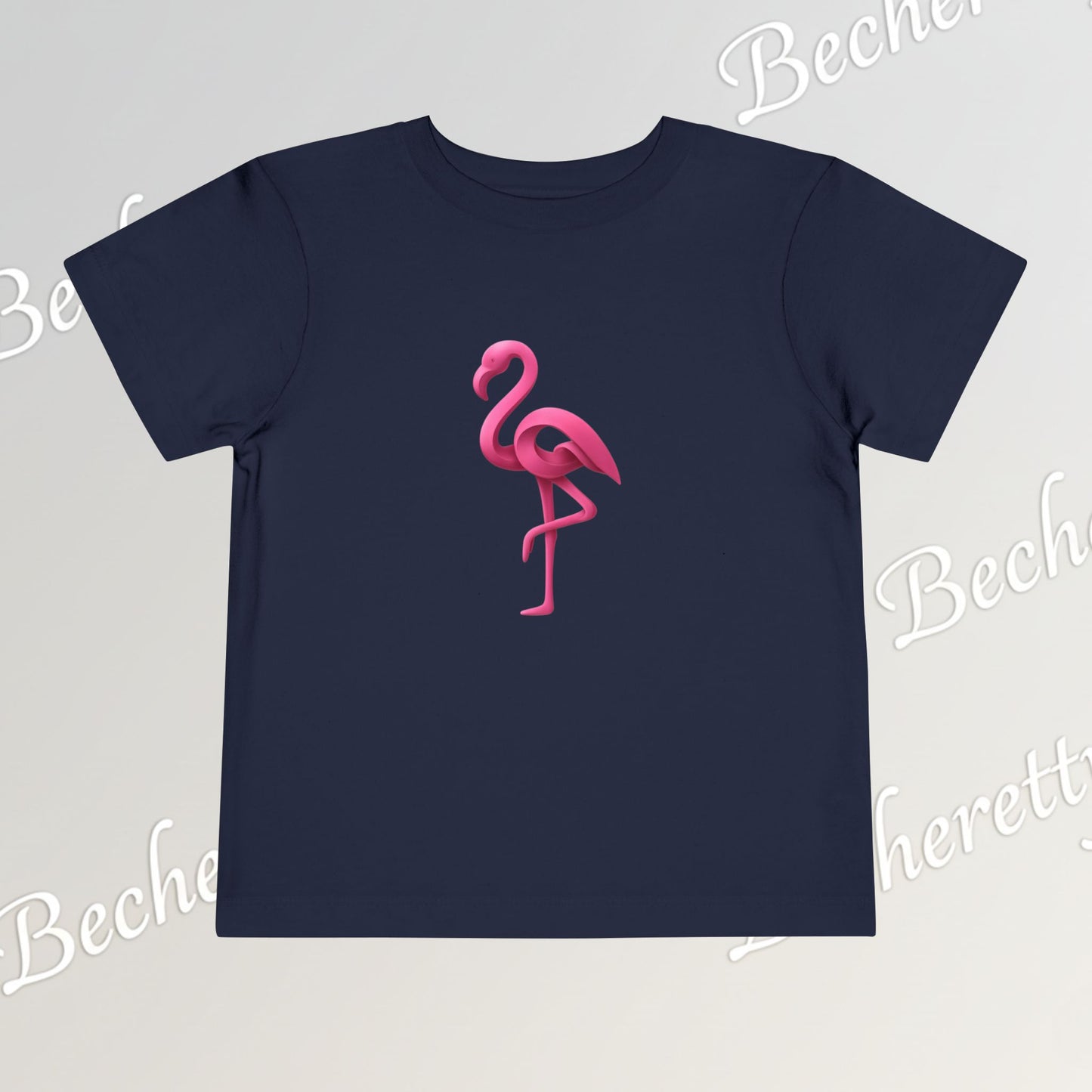 Toddler Flamingo Tee — Cute Pink Flamingo Short Sleeve T-Shirt for Kids - Art Graphic Becheretty