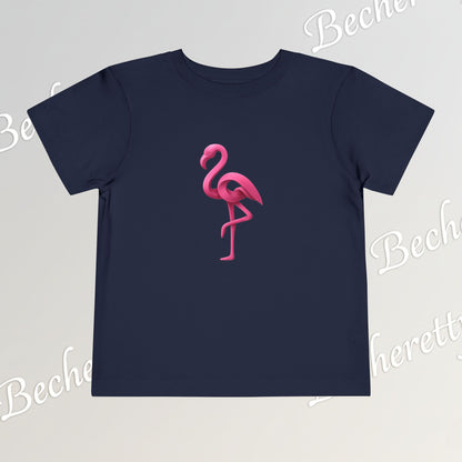 Toddler Flamingo Tee — Cute Pink Flamingo Short Sleeve T-Shirt for Kids - Art Graphic Becheretty