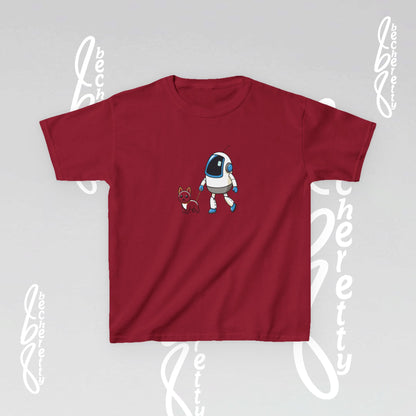 Cute Kids Robot & Dog Tee for Youth - Graphic Becheretty - Gift for Children - Kids Casual Wear