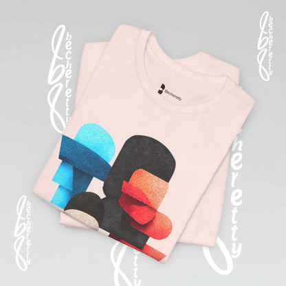 Abstract Face Graphic Tee - Colorful Design Becheretty - Silent Dialogue - Casual Wear