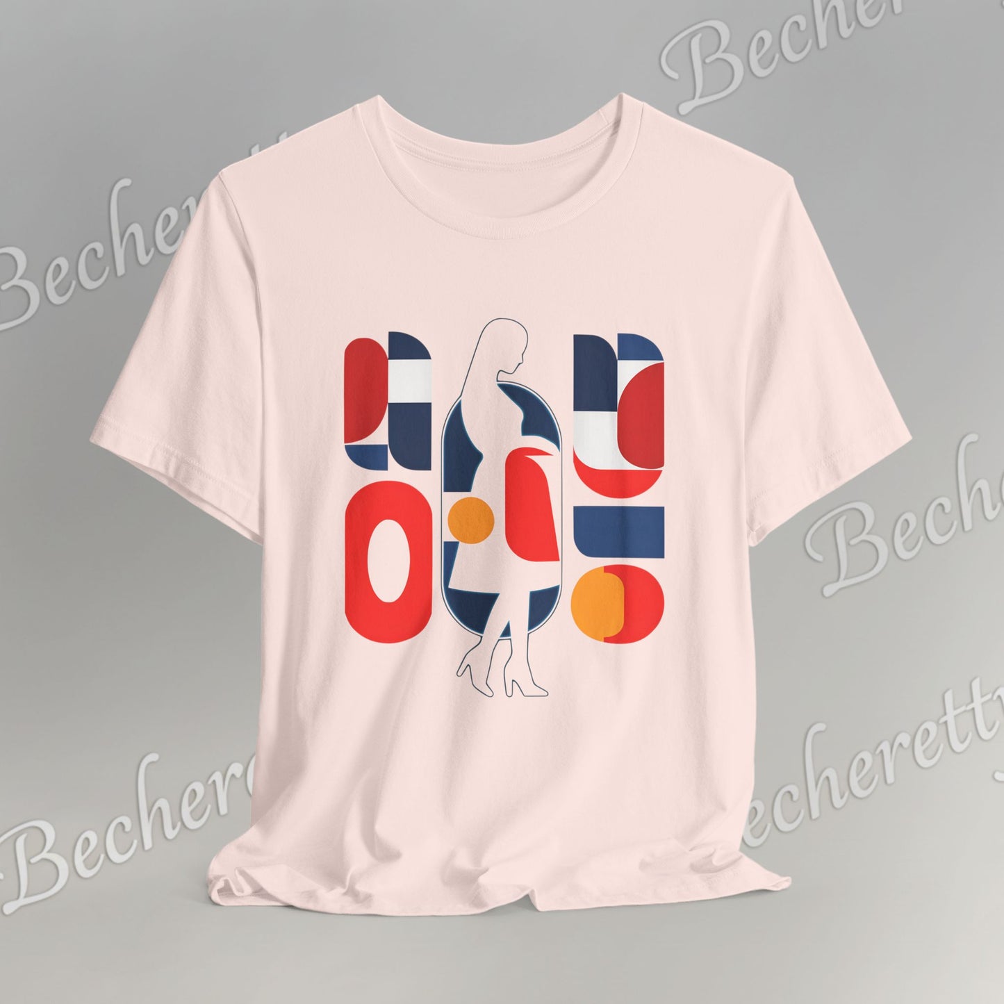 Luminous Silhouette T-Shirt - Bauhaus-inspired geometric shapes - Art Graphic Minimalist Becheretty