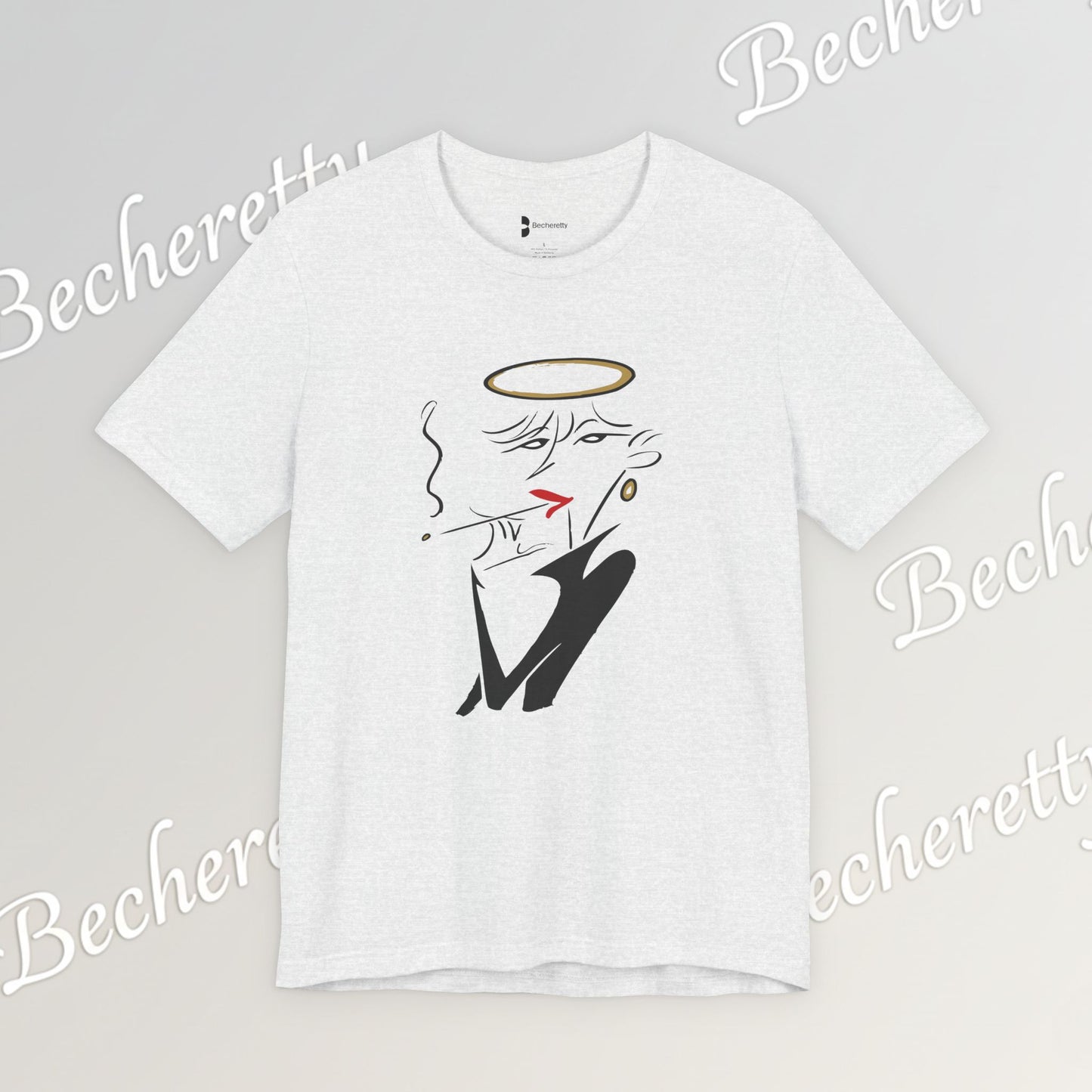 "Fallen Angel" Abstract Line Art Graphic Tee Becheretty - Channel your inner rebel with a touch of divine style